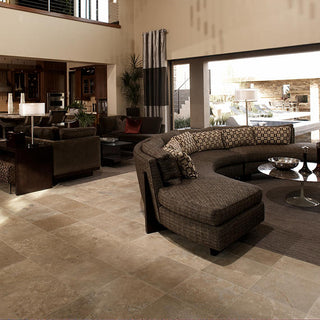 Light Gray - 16x16 Travertine Grid Natural Travertine-Look Honed Natural Travertine Tile