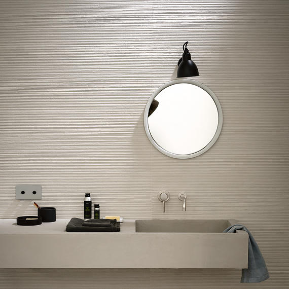 16x48 Materika Linear  Natural Concrete-Look Matte Textured Ceramic Tile Pale Ivory