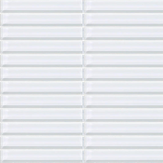 1x6 Color Wave Straight Joint  Mosaic Solid-Color Glossy Smooth Glass Tile Ice White