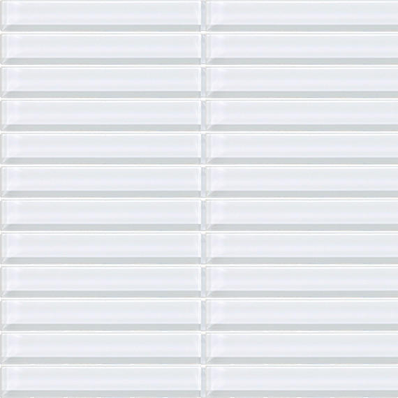 1x6 Color Wave Straight Joint  Mosaic Solid-Color Glossy Smooth Glass Tile Ice White