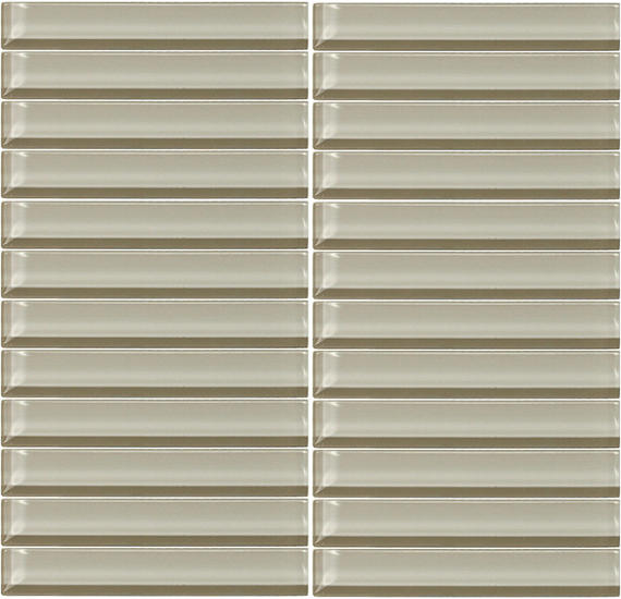 1x6 Color Wave Straight Joint  Mosaic Solid-Color Glossy Smooth Glass Tile Beige