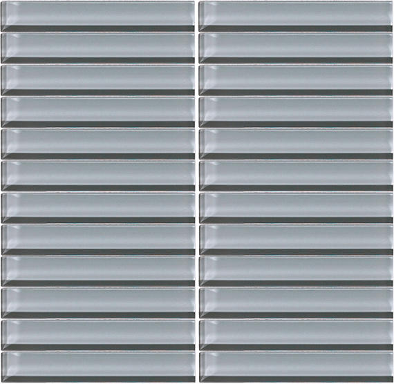 1x6 Color Wave Straight Joint  Mosaic Solid-Color Glossy Smooth Glass Tile Gray