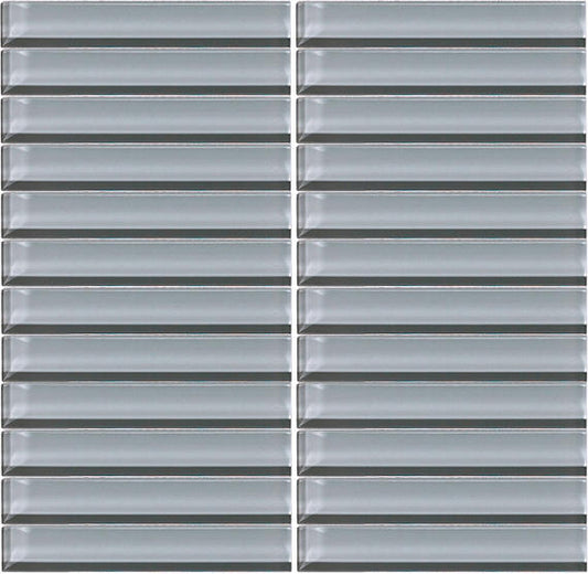 1x6 Color Wave Straight Joint  Mosaic Solid-Color Glossy Smooth Glass Tile Gray