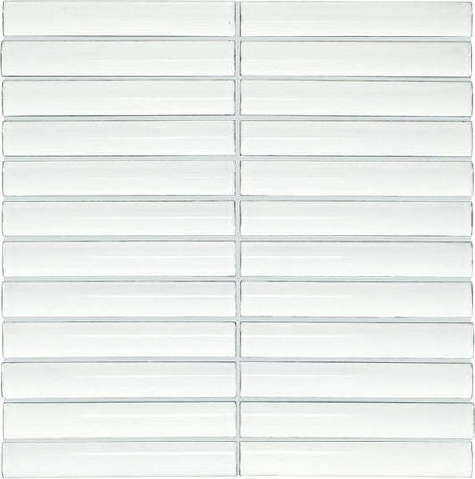 1x6 Artefino Vintage Linear Stacked Mosaic Solid-Color Glossy Smooth Porcelain Tile Fossil White