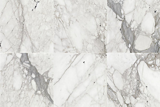 18x18 Marble Grid Intense Veining Natural Marble-Look Polished Smooth Marble Tile Soft Gray