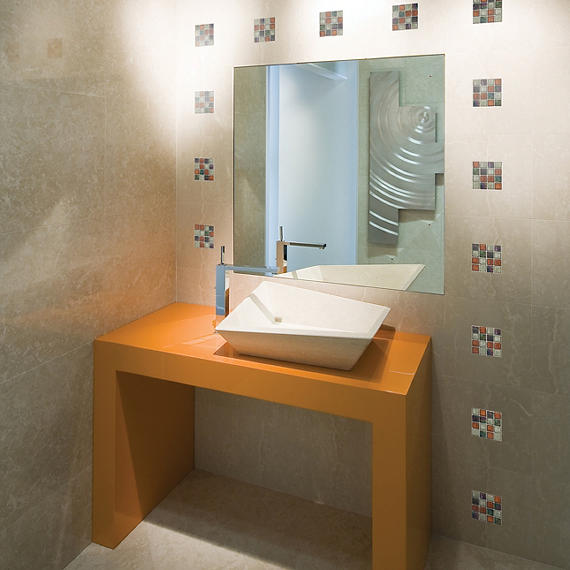 18x18 Marble Grid  Natural Marble-Look Polished Smooth Marble Tile Cream Beige