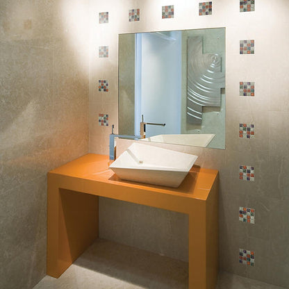 18x18 Marble Grid  Natural Marble-Look Polished Smooth Marble Tile Cream Beige