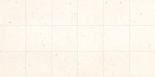 Cream White - 18x18 Limestone Speckled Grid Patterned Stone-Look Honed Smooth Limestone Tile