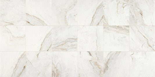 18x18 Marble Grid Intense Veining Natural Marble-Look Honed Smooth Marble Tile White Blend