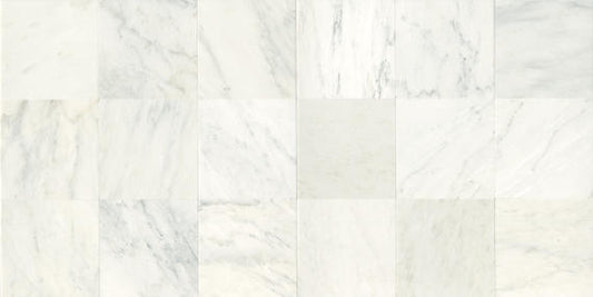 18x18 Marble Grid Intense Veining Natural Marble-Look Polished Smooth Marble Tile White Gray