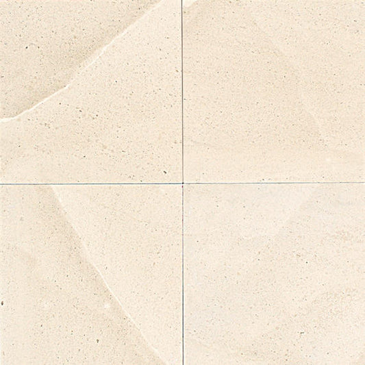 18x18 Limestone Grid Light Veining Patterned Marble-Look Honed Smooth Limestone Tile Cream Beige