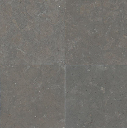 18x18 Limestone Speckled Grid Patterned Marble-Look Honed Smooth Limestone Tile Charcoal Gray