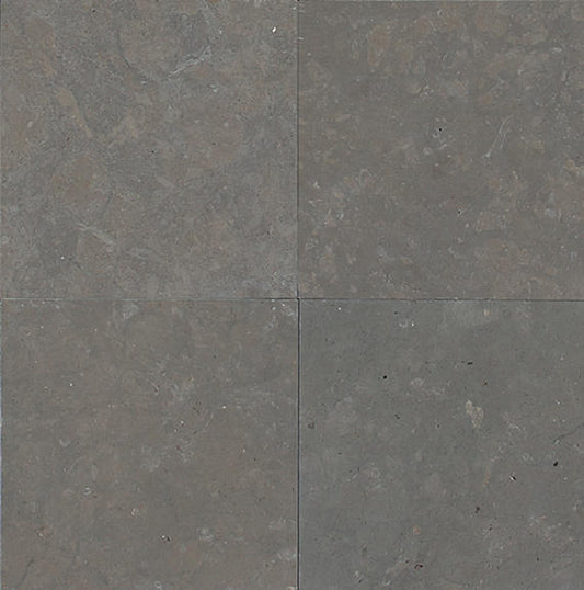 18x18 Limestone Speckled Grid Patterned Marble-Look Honed Smooth Limestone Tile Charcoal Gray