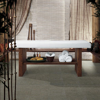 Charcoal Gray - 18x18 Limestone Speckled Grid Patterned Stone-Look Honed Smooth Limestone Tile