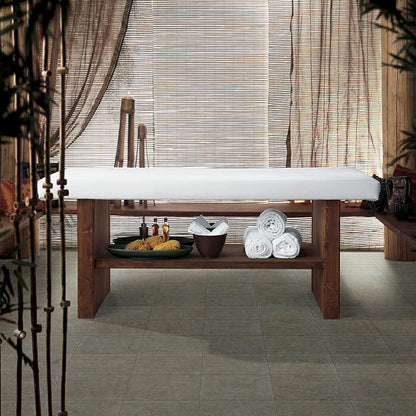18x18 Limestone Speckled Grid Patterned Marble-Look Honed Smooth Limestone Tile Charcoal Gray