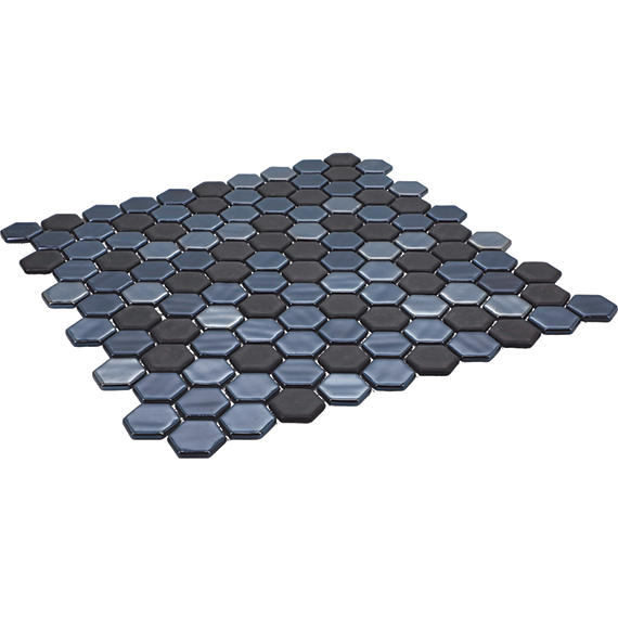 1 Uptown Glass Hexagon  Mosaic Solid-Color Matte Smooth Glass Tile Deep Navy
