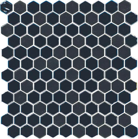 1 Uptown Glass Hexagon  Mosaic Solid-Color Matte Smooth Glass Tile Deep Navy