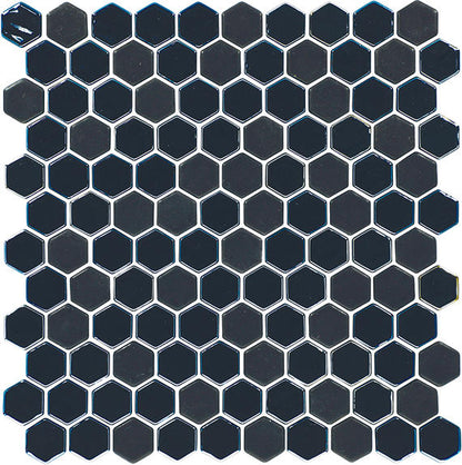 1 Uptown Glass Hexagon  Mosaic Solid-Color Matte Smooth Glass Tile Deep Navy