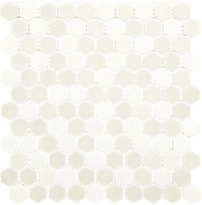 1 Uptown Glass Hexagon  Mosaic Solid-Color Matte Smooth Glass Tile Soft Ivory