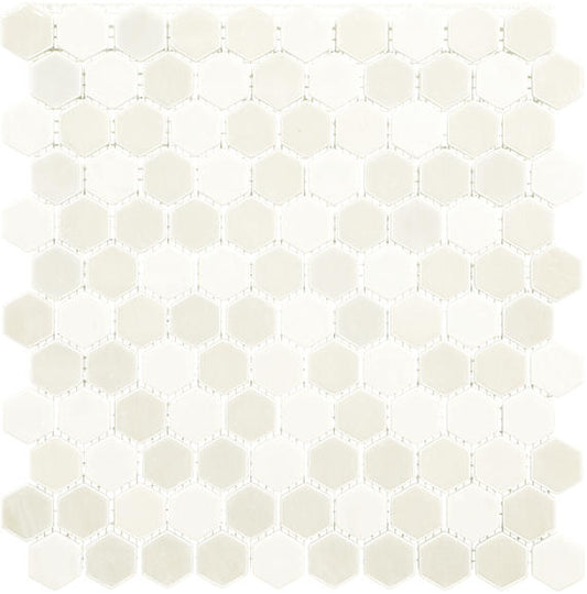 1 Uptown Glass Hexagon  Mosaic Solid-Color Matte Smooth Glass Tile Soft Ivory