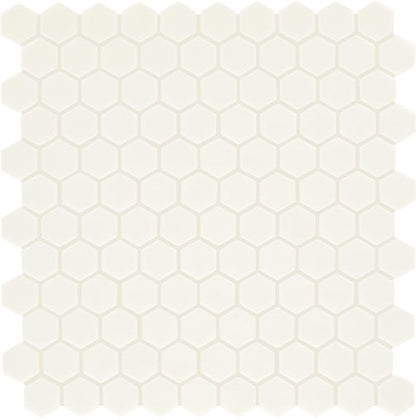 1 Uptown Glass Hexagon  Mosaic Solid-Color Matte Smooth Glass Tile Soft Ivory