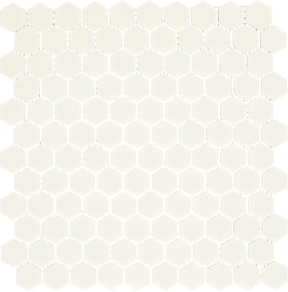 1 Uptown Glass Hexagon  Mosaic Solid-Color Matte Smooth Glass Tile Soft Ivory