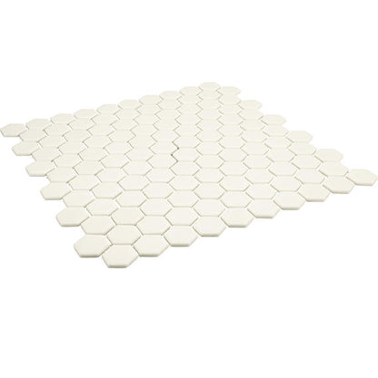 1 Uptown Glass Hexagon  Mosaic Solid-Color Matte Smooth Glass Tile Soft Ivory