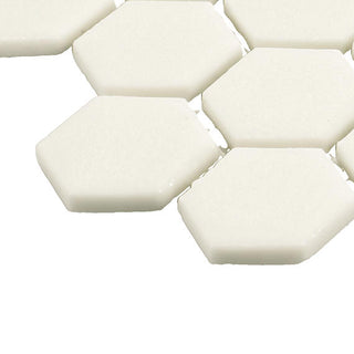 Soft Ivory - 11x12 Uptown Glass Hexagon Mixed-Color Mosaic Matte Smooth Stone Tile