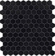 1 Uptown Glass Hexagon  Mosaic Solid-Color Matte Smooth Glass Tile Jet Black