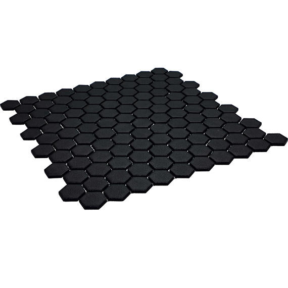 1 Uptown Glass Hexagon  Mosaic Solid-Color Matte Smooth Glass Tile Jet Black