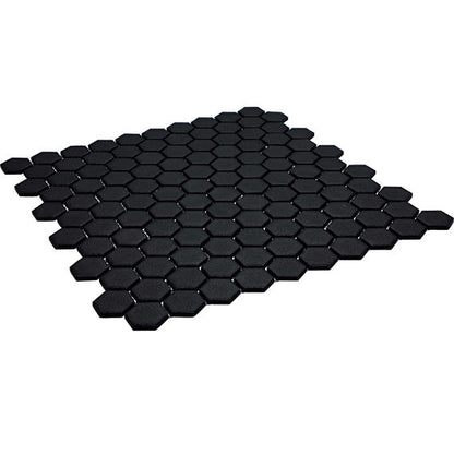 1 Uptown Glass Hexagon  Mosaic Solid-Color Matte Smooth Glass Tile Jet Black