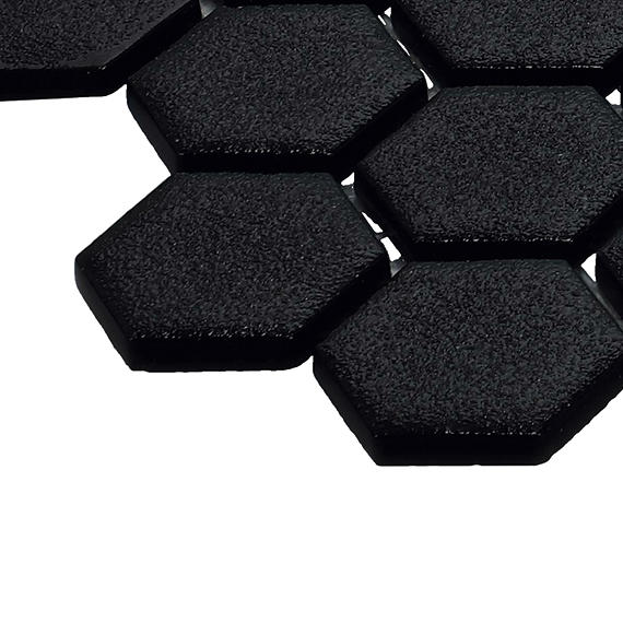 1 Uptown Glass Hexagon  Mosaic Solid-Color Matte Smooth Glass Tile Jet Black