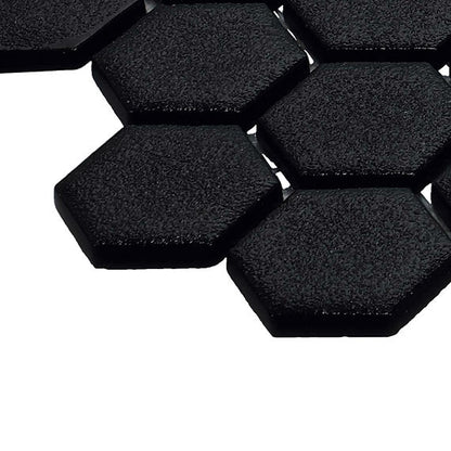 1 Uptown Glass Hexagon  Mosaic Solid-Color Matte Smooth Glass Tile Jet Black
