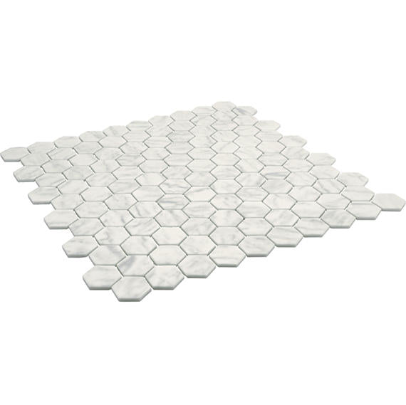 1 Uptown Glass Hexagon  Mosaic Solid-Color Matte Smooth Glass Tile Carrara White
