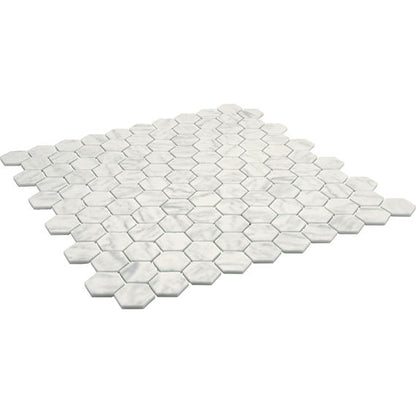 1 Uptown Glass Hexagon  Mosaic Solid-Color Matte Smooth Glass Tile Carrara White