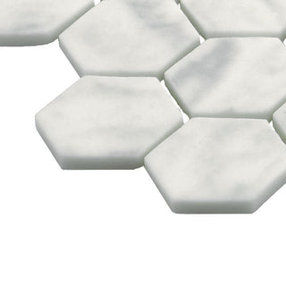 Carrara White - 11x12 Uptown Glass Hexagon Mixed-Color Mosaic Matte Smooth Stone Tile