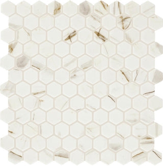 11x12 Uptown Glass Hexagon Mixed-Color Mosaic Matte Smooth Stone Tile