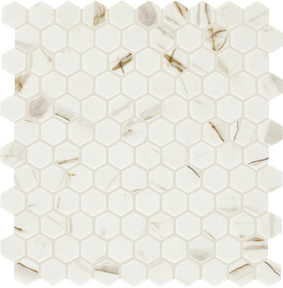 1 Uptown Glass Hexagon  Mosaic Solid-Color Matte Smooth Glass Tile Cream Vein