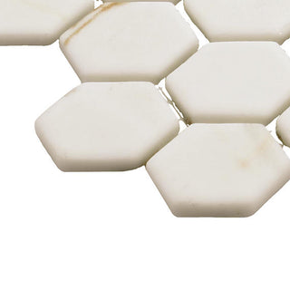 Cream Vein - 11x12 Uptown Glass Hexagon Mixed-Color Mosaic Matte Smooth Stone Tile