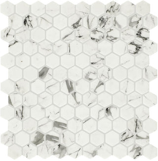 11x12 Uptown Glass Hexagon Mixed-Color Mosaic Matte Smooth Stone Tile