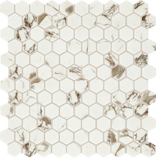 11x12 Uptown Glass Hexagon Mixed-Color Mosaic Matte Smooth Stone Tile