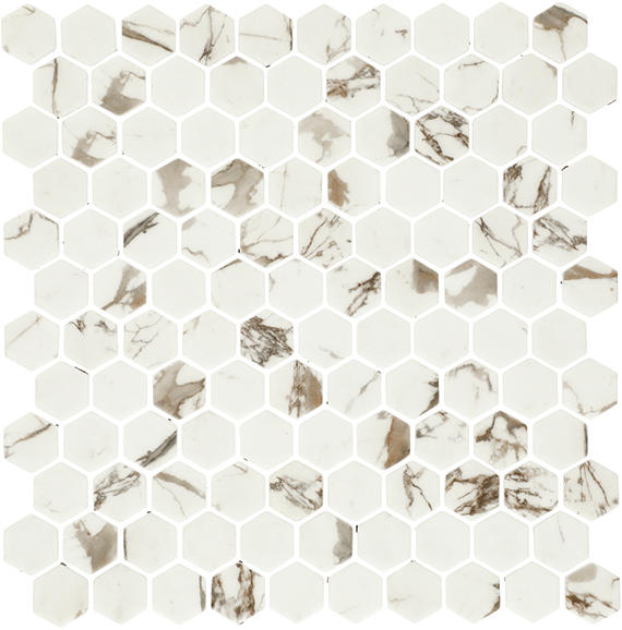 1 Uptown Glass Hexagon  Mosaic Solid-Color Matte Smooth Glass Tile Ivory Brown