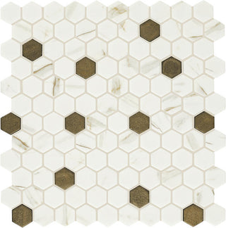 11x12 Uptown Glass Hexagon Honeycomb Mosaic Mixed-Color Matte Smooth Glass Tile