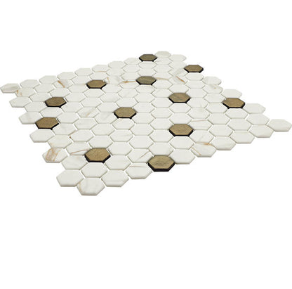 1 Uptown Glass Hexagon Honeycomb  Mosaic Mixed-Color Matte Smooth Glass Tile Beige Brown