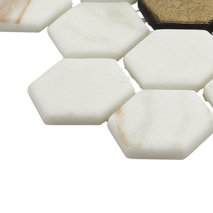 1 Uptown Glass Hexagon Honeycomb  Mosaic Mixed-Color Matte Smooth Glass Tile Beige Brown