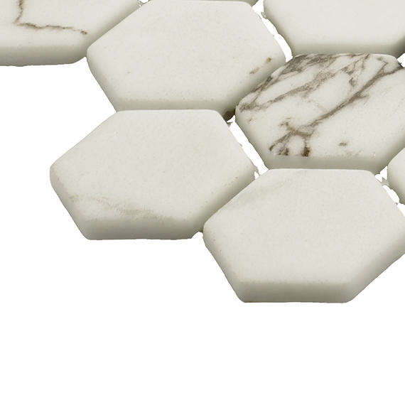 1 Uptown Glass Hexagon Honeycomb  Mosaic Mixed-Color Matte Smooth Glass Tile Light Beige