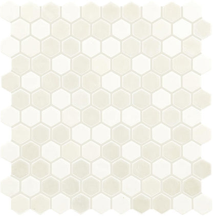 1 Uptown Glass Hexagon  Mosaic Mixed-Color Matte Smooth Glass Tile Light Beige