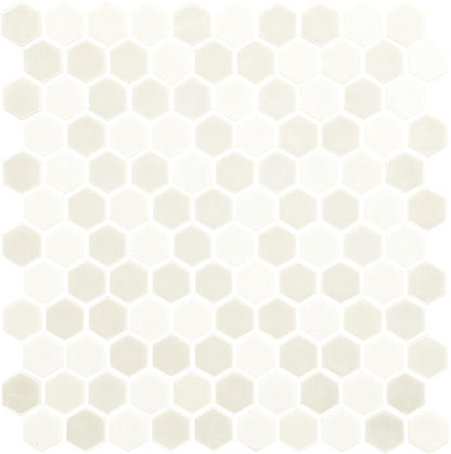 1 Uptown Glass Hexagon  Mosaic Mixed-Color Matte Smooth Glass Tile Light Beige