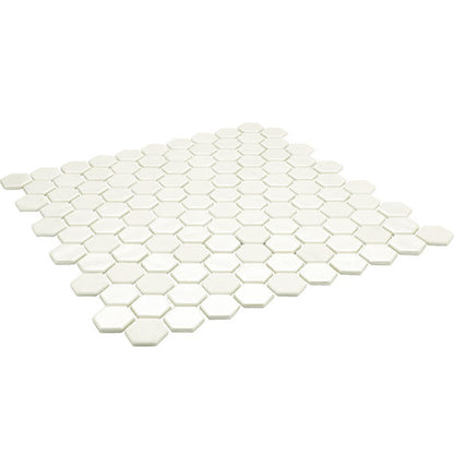 1 Uptown Glass Hexagon  Mosaic Mixed-Color Matte Smooth Glass Tile Light Beige