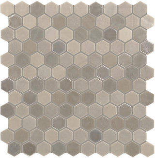 11x12 Uptown Glass Hexagon Mosaic Mixed-Color Matte Smooth Glass Tile